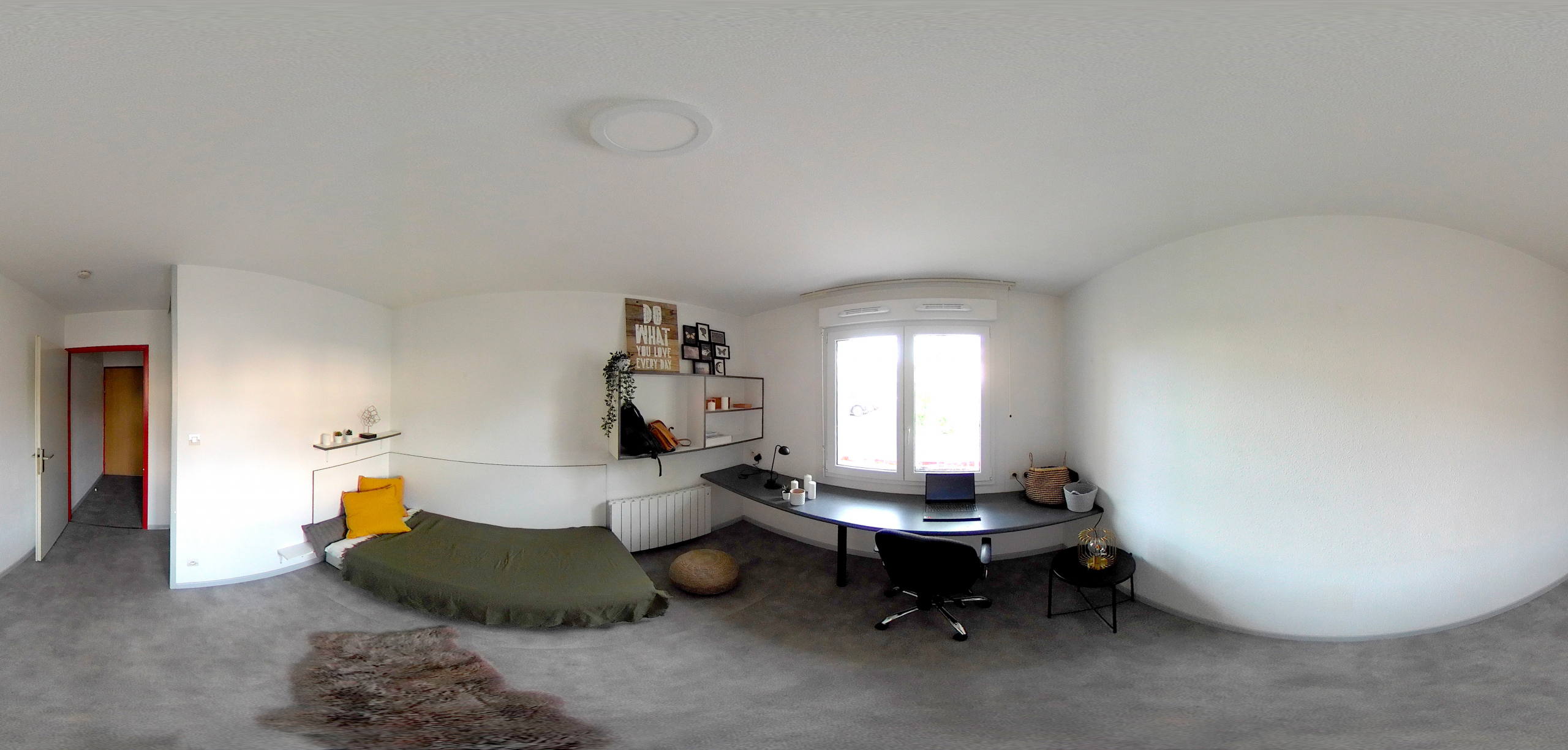 Image vr360° bureau et chambre de la résidence étudiante Mgel Logement Le Major Nancy